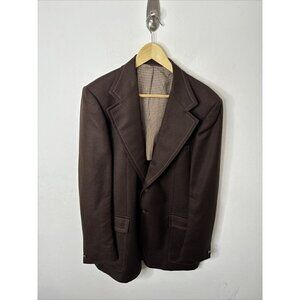 Vintage Shipley Men 44L Tall Disco 70s Brown Blazer Sports Coat Wool
